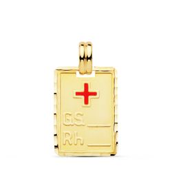 18K Placa Chapa Oro Amarillo Grupo Sanguineo Rh 20X14 Mm