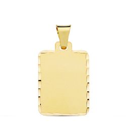 18K Placa Chapa Oro Amarillo Mate Tallada 24X19 Mm