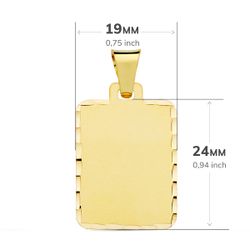 18K Placa Chapa Oro Amarillo Mate Tallada 24X19 Mm