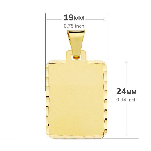 18K Placa Chapa Oro Amarillo Mate Tallada 24X19 Mm