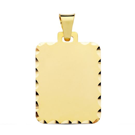 18K Placa Chapa Oro Amarillo Mate Tallada 28X20 Mm