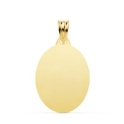 18K Placa Chapa Oval Oro Amarillo Brillo 23X18 Mm