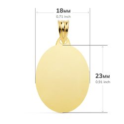 18K Placa Chapa Oval Oro Amarillo Brillo 23X18 Mm