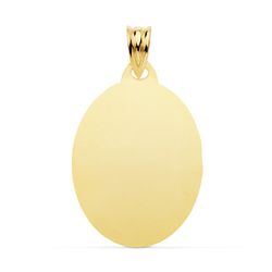 18K Placa Chapa Oval Oro Amarillo Brillo 26X20 Mm