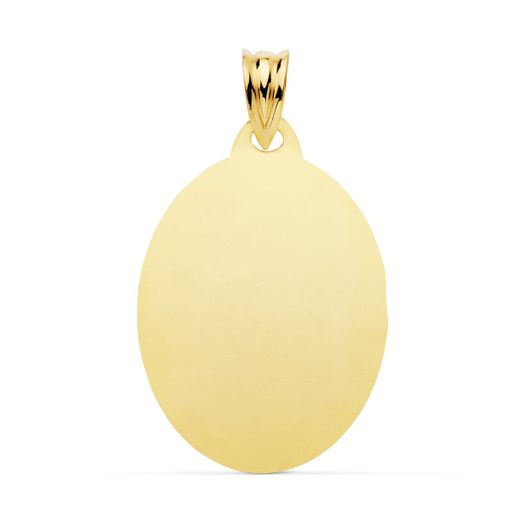 18K Placa Chapa Oval Oro Amarillo Brillo 26X20 Mm
