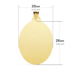 18K Placa Chapa Oval Oro Amarillo Brillo 26X20 Mm