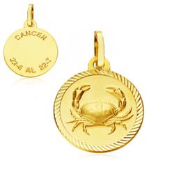 18K Placa Horoscopo Oro Amarillo Cancer 16 Mm