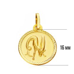 18K Placa Horoscopo Oro Amarillo Capricornio 16 Mm