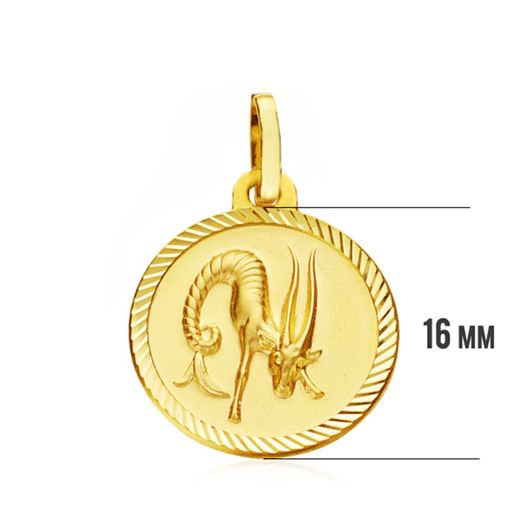 18K Placa Horoscopo Oro Amarillo Capricornio 16 Mm