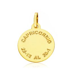 18K Placa Horoscopo Oro Amarillo Capricornio 16 Mm