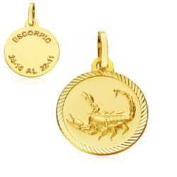 18K Placa Horoscopo Oro Amarillo Escorpio 16 Mm