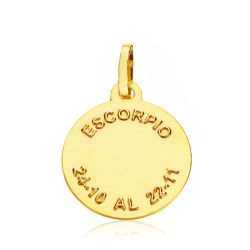 18K Placa Horoscopo Oro Amarillo Escorpio 16 Mm