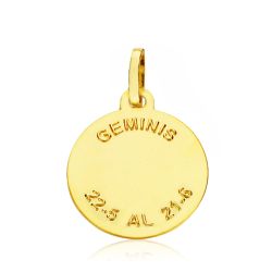 18K Placa Horoscopo Oro Amarillo Geminis 16 Mm