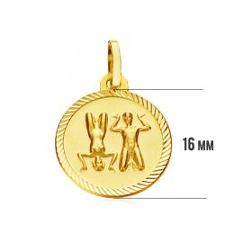 18K Placa Horoscopo Oro Amarillo Geminis 16 Mm