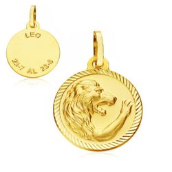 18K Placa Horoscopo Oro Amarillo Leo 16 Mm