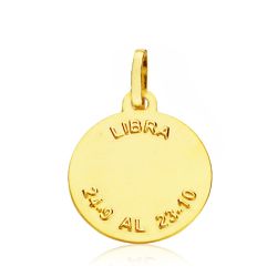 18K Placa Horoscopo Oro Amarillo Libra 16 Mm