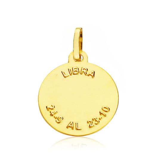 18K Placa Horoscopo Oro Amarillo Libra 16 Mm
