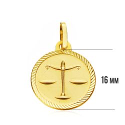 18K Placa Horoscopo Oro Amarillo Libra 16 Mm
