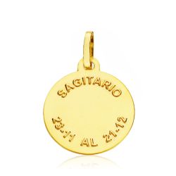 18K Placa Horoscopo Oro Amarillo Sagitario 16 Mm