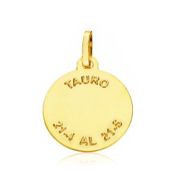 18K Placa Horoscopo Oro Amarillo Tauro 16 Mm