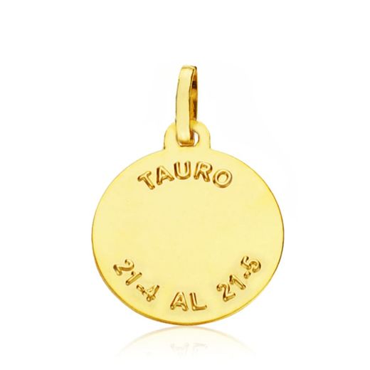 18K Placa Horoscopo Oro Amarillo Tauro 16 Mm