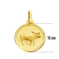 18K Placa Horoscopo Oro Amarillo Tauro 16 Mm