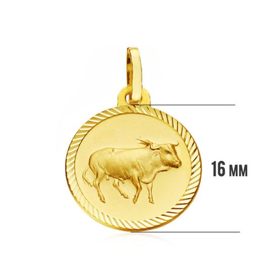 18K Placa Horoscopo Oro Amarillo Tauro 16 Mm