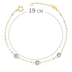 18K Pulsera Bicolor Cadena Forzada 19Cm Tres Diamantes 0.045 Qts. G-Vs2