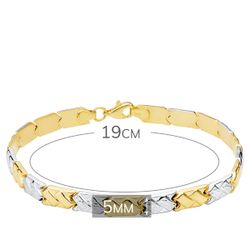18K Pulsera Bicolor Estampacion 19Cm