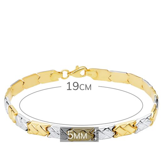 18K Pulsera Bicolor Estampacion 19Cm