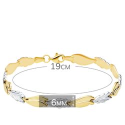 18K Pulsera Bicolor Estampacion 19Cm