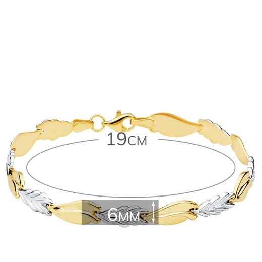 18K Pulsera Bicolor Estampacion 19Cm