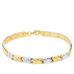 18K Pulsera Bicolor Estampacion 19Cm