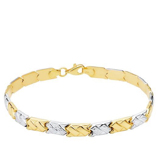 18K Pulsera Bicolor Estampacion 19Cm
