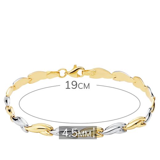 18K Pulsera Bicolor Estampacion 19Cm