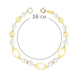 18K Pulsera Comunion Oro Amarillo Perla 5.5 Mm 16Cm