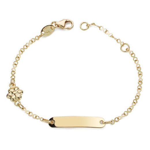 18K Pulsera Esclava Oro Amarillo Motivo Flor 14Cm