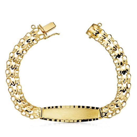 18K Pulsera Esclava Oro Amarillo Princesa 9 Mm 21Cm