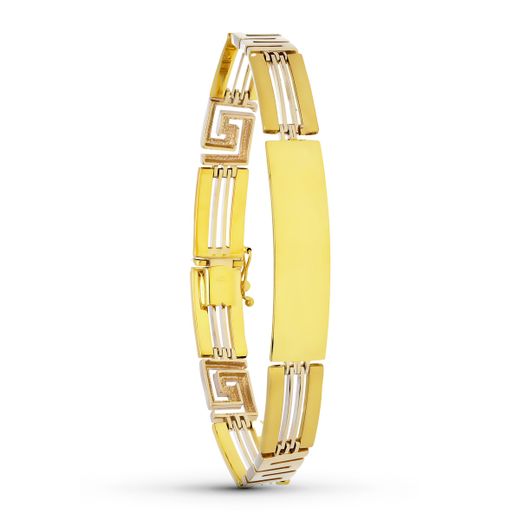 18K Pulsera Esclava Oro Bicolor Caballero 19Cm Ancho 10 Mm