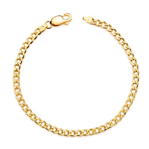 18K Pulsera Oro Amarillo Barbada Hueca Ancho: 3,5Mm Largo: 19Cm