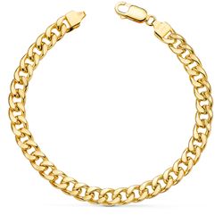 18K Pulsera Oro Amarillo Barbada Hueca Ancho: 6,8Mm Largo: 21Cm