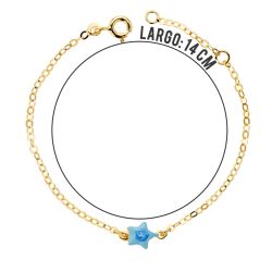 18K Pulsera Oro Amarillo Bebe Estrella Esmal.14Cm