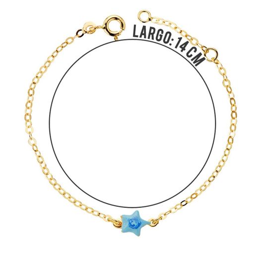 18K Pulsera Oro Amarillo Bebe Estrella Esmal.14Cm