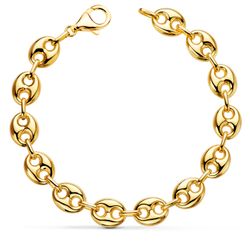 18K Pulsera Oro Amarillo Calabrote Hueco Ancho: 10 Mm. Largo: 21Cm