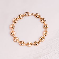 18K Pulsera Oro Amarillo Calabrote Hueco Ancho: 10 Mm. Largo: 21Cm