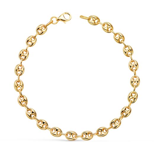 18K Pulsera Oro Amarillo Calabrote Hueco Ancho: 5 Mm. Largo: 19Cm