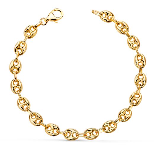 18K Pulsera Oro Amarillo Calabrote Hueco Ancho: 6 Mm. Largo: 19Cm