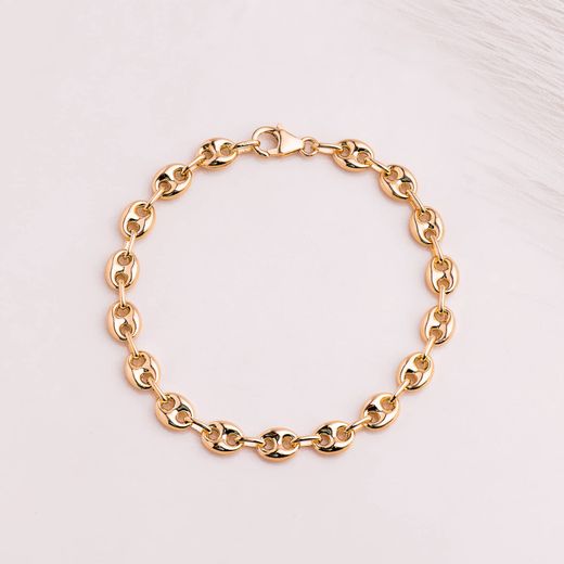 18K Pulsera Oro Amarillo Calabrote Hueco Ancho: 6 Mm. Largo: 19Cm