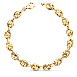 18K Pulsera Oro Amarillo Calabrote Hueco Ancho: 7,5 Mm. Largo: 21Cm