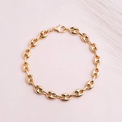 18K Pulsera Oro Amarillo Calabrote Hueco Ancho: 7,5 Mm. Largo: 21Cm